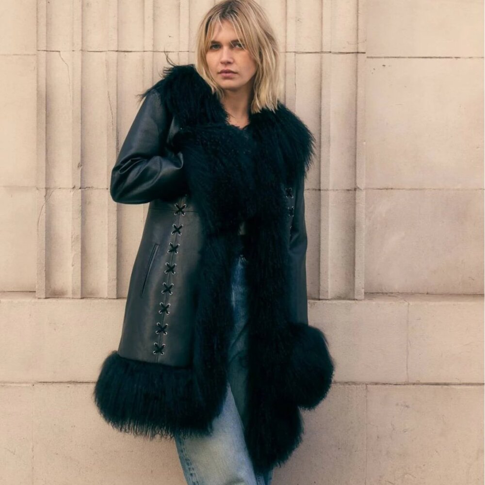 CHARLOTTE SIMONE LULU COAT black lulu penny lane dua lipa charli xcx